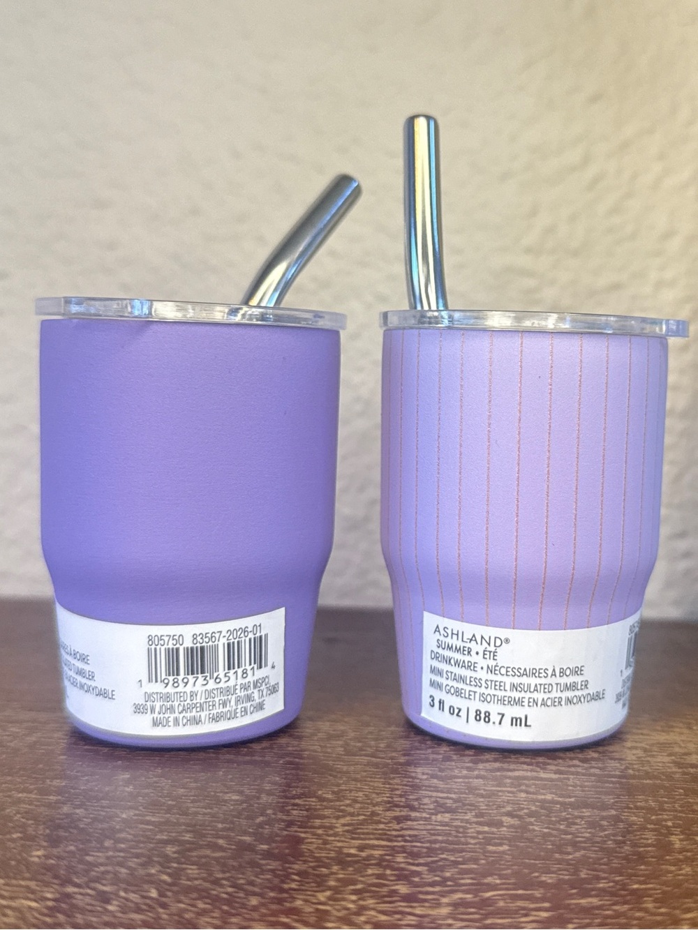Mini Tumblers with Straws in Lavender, Set of 2 (3 oz cups) β Ashland - Picture 4 of 11